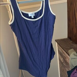 Blue Fitted Sleeveless Bodysuit